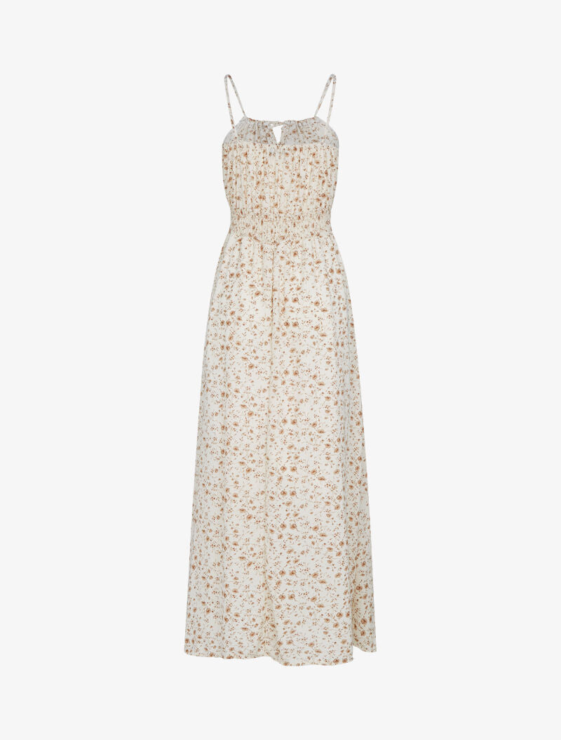 Robe à imprimé floral et crochet - beige - 2