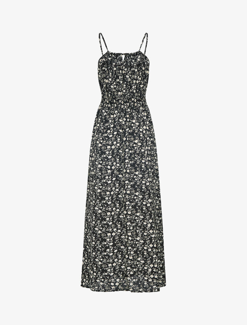 Robe à imprimé floral et crochet - noir - 2