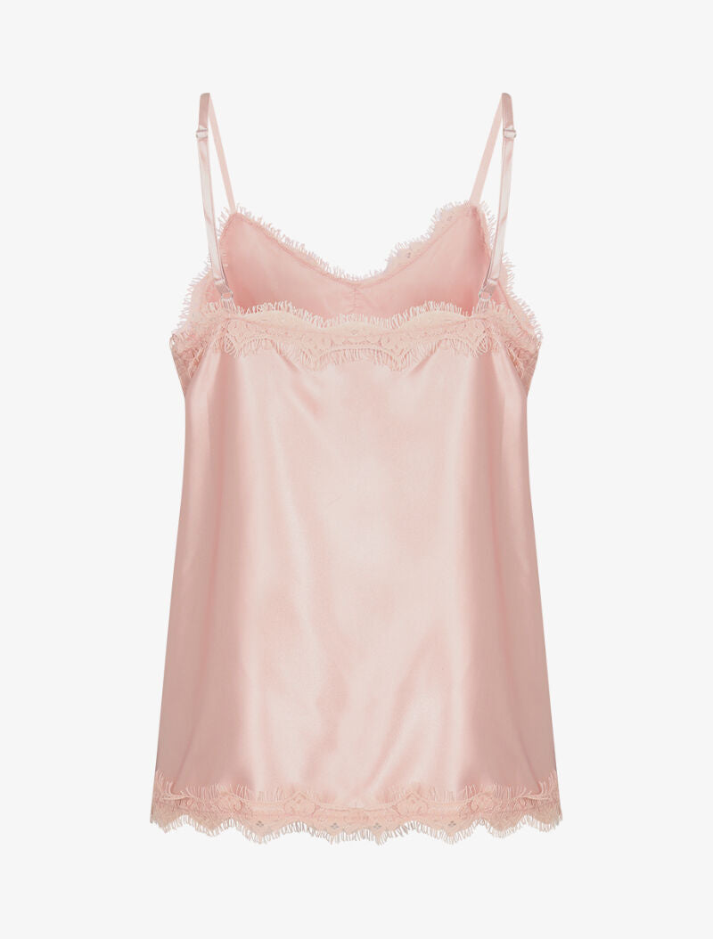 Débardeur satiné à bords dentelle - rose - 2