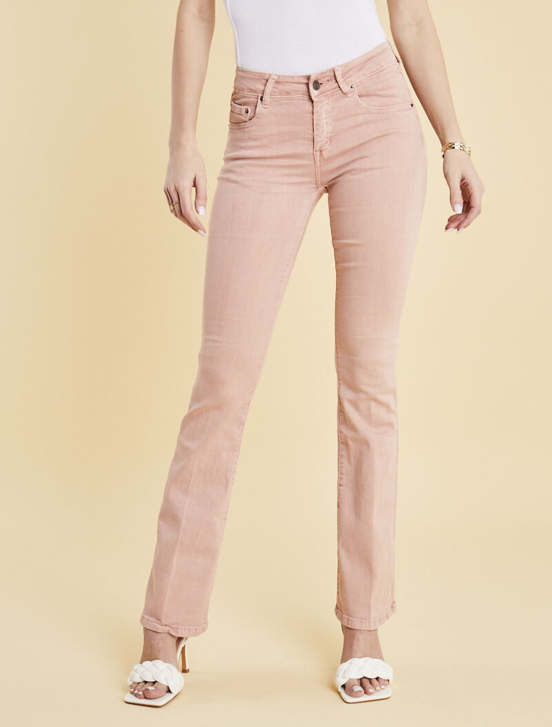 Jean flare uni - vieux rose - 1