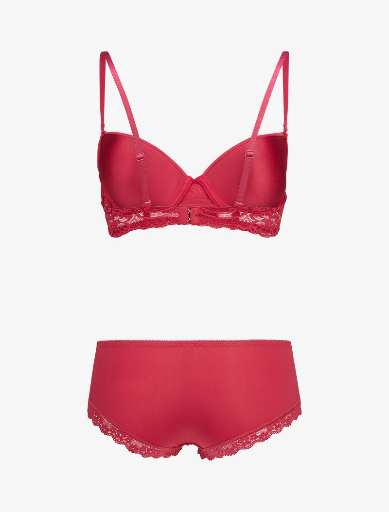 Ensembles en dentelle à shorty ajouré - cerise - 2