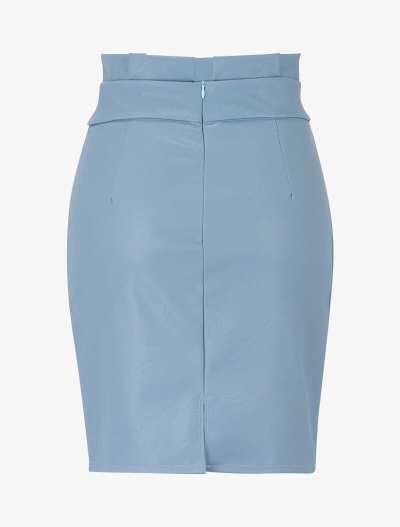 Jupe simili à détail chaîne - bleu ciel - 4