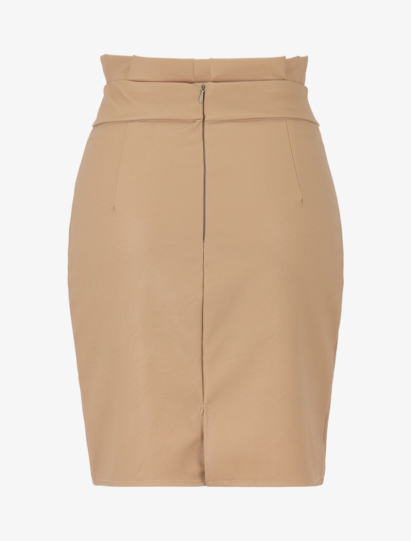 Jupe simili à détail chaîne - beige - 2