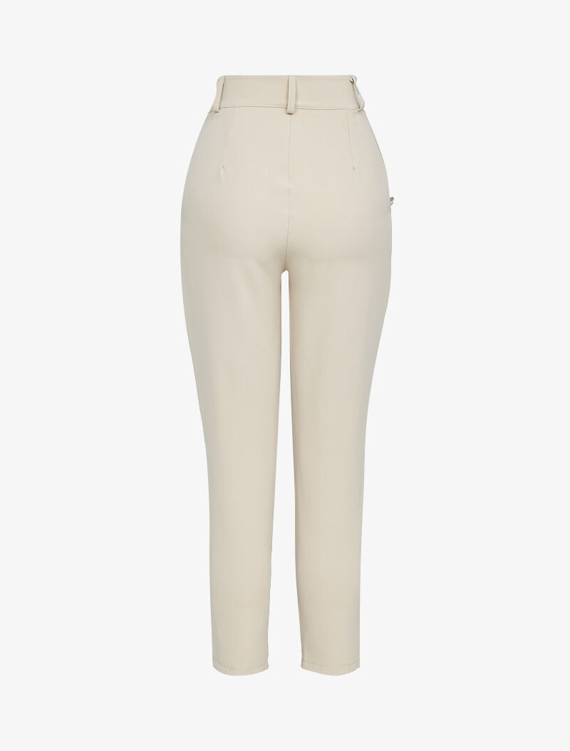 Pantalon 7/8 à boutons décoratifs - beige