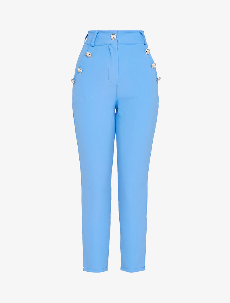 Pantalon 7/8 à boutons décoratifs - bleu ciel