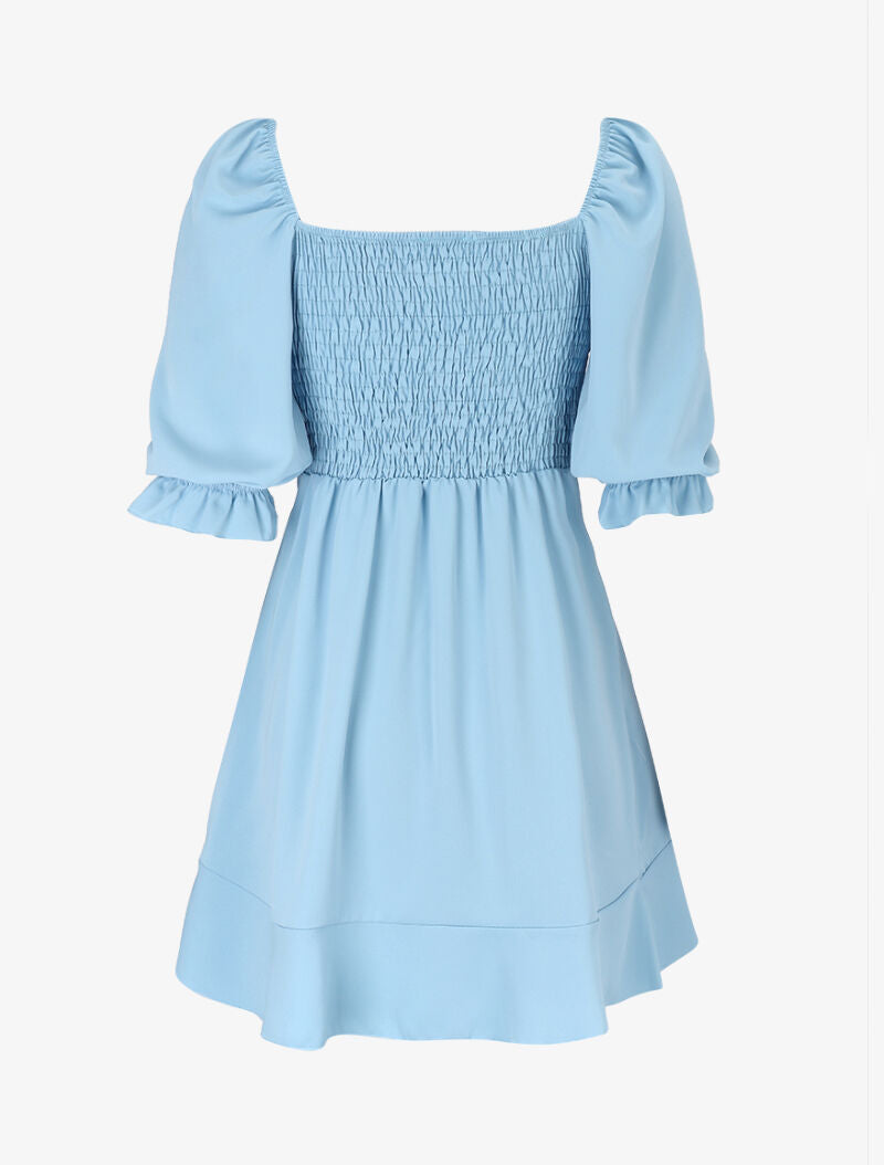 Robe style portefeuille à encolure carrée - bleu clair - 2
