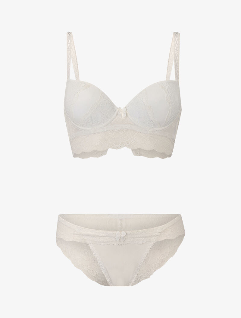 Ensemble à dentelle superposée - blanc - 1