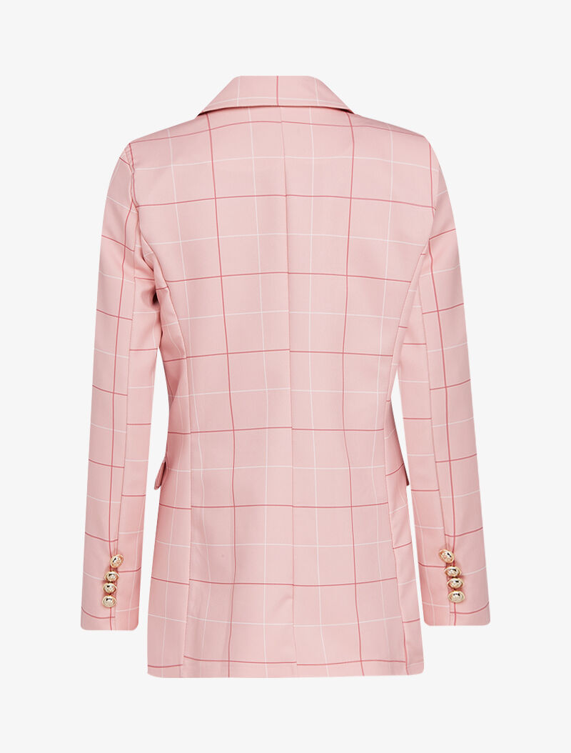 Blazer long à grands carreaux - rose - 3