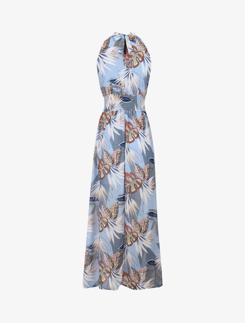Robe longue ajourée à imprimés - bleu ciel - 2