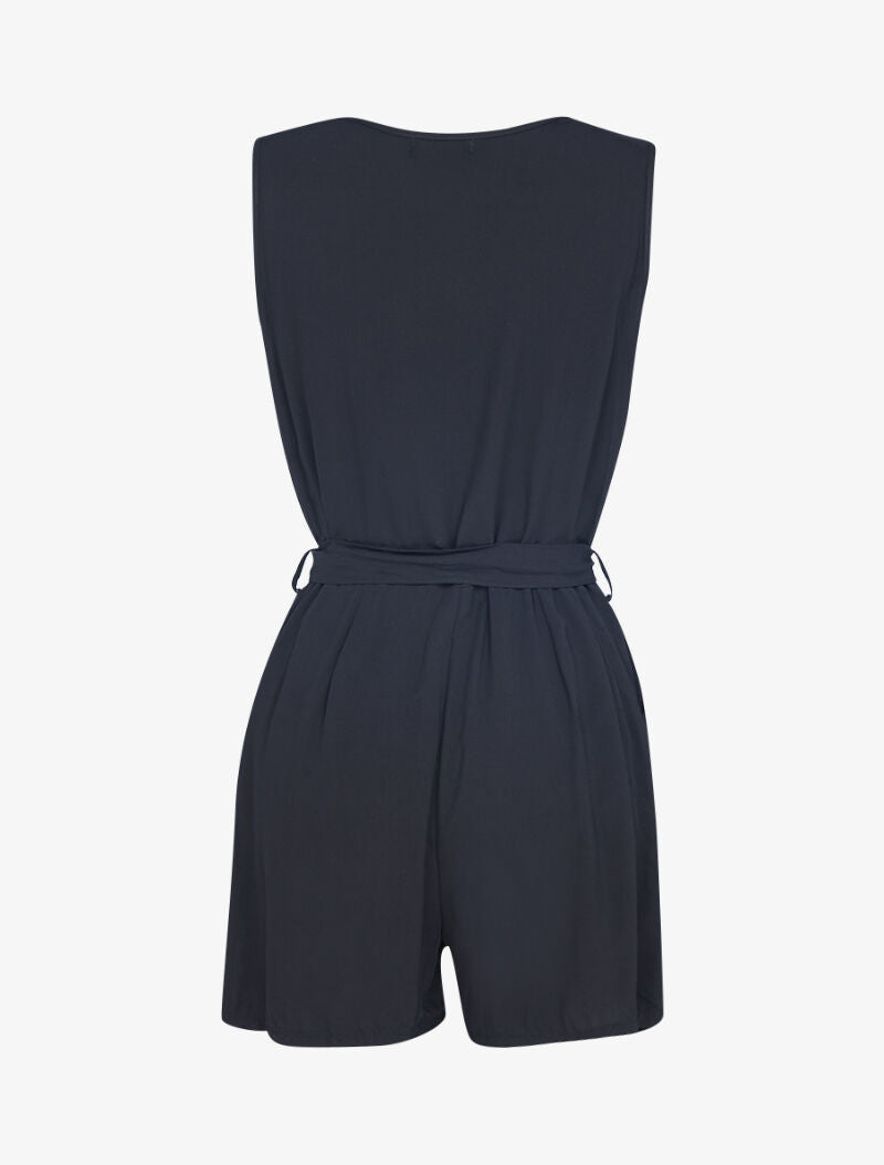 Combishort fluide à boutonnière argentée - noir - 3