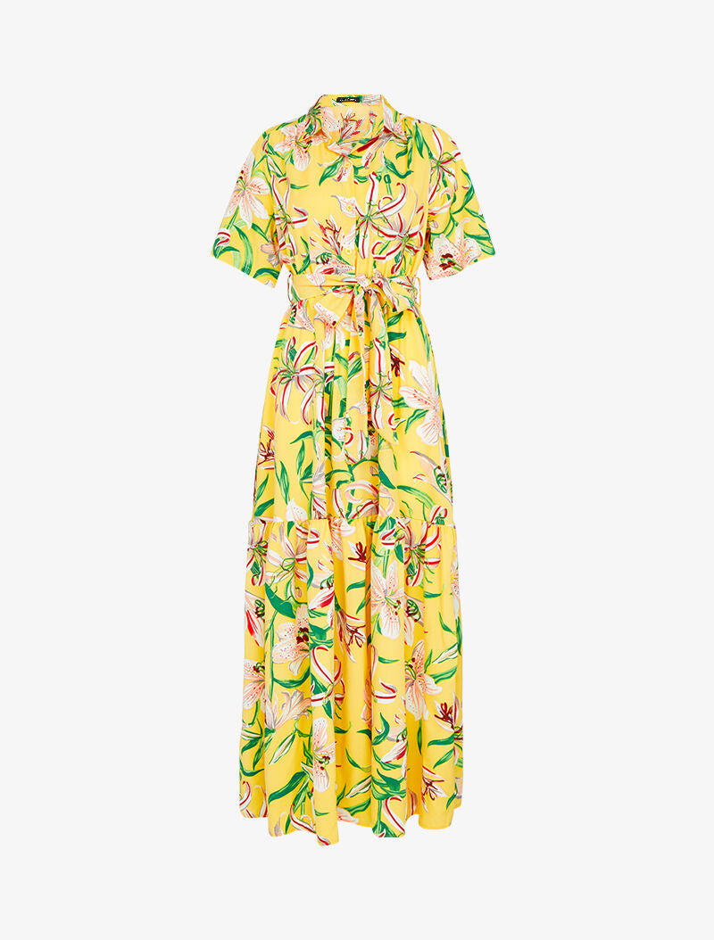 Robe longue imprimé fleurs de lys - jaune - 3