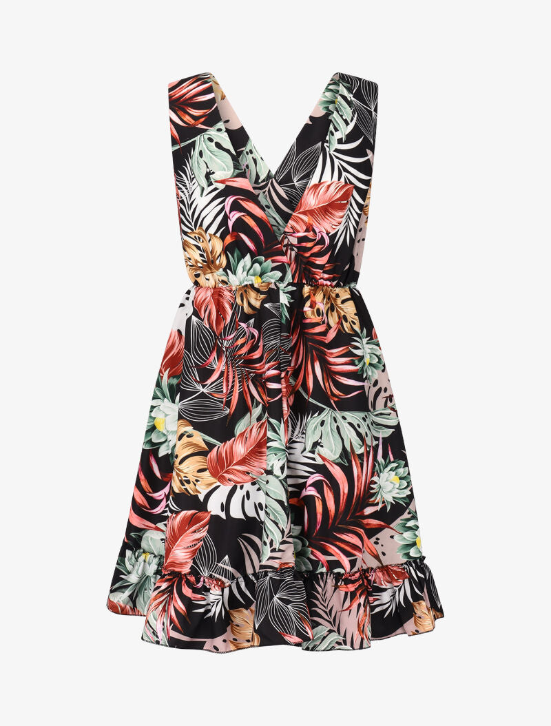 Robe cache coeur imprimée et volantée - noir - 3