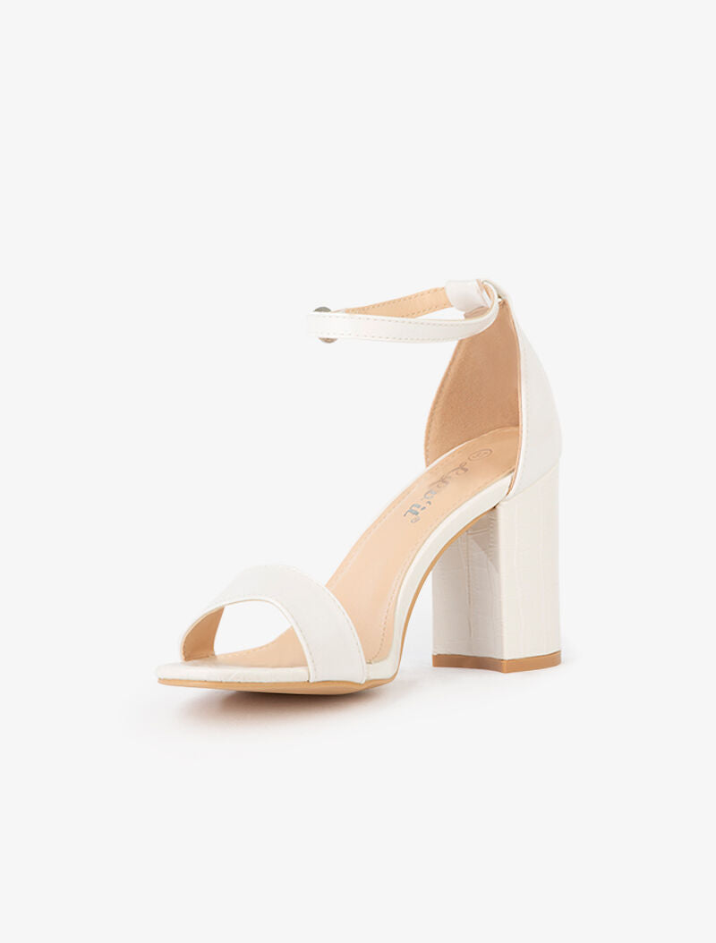 Sandales à talon et semelle effet croco - blanc - 3