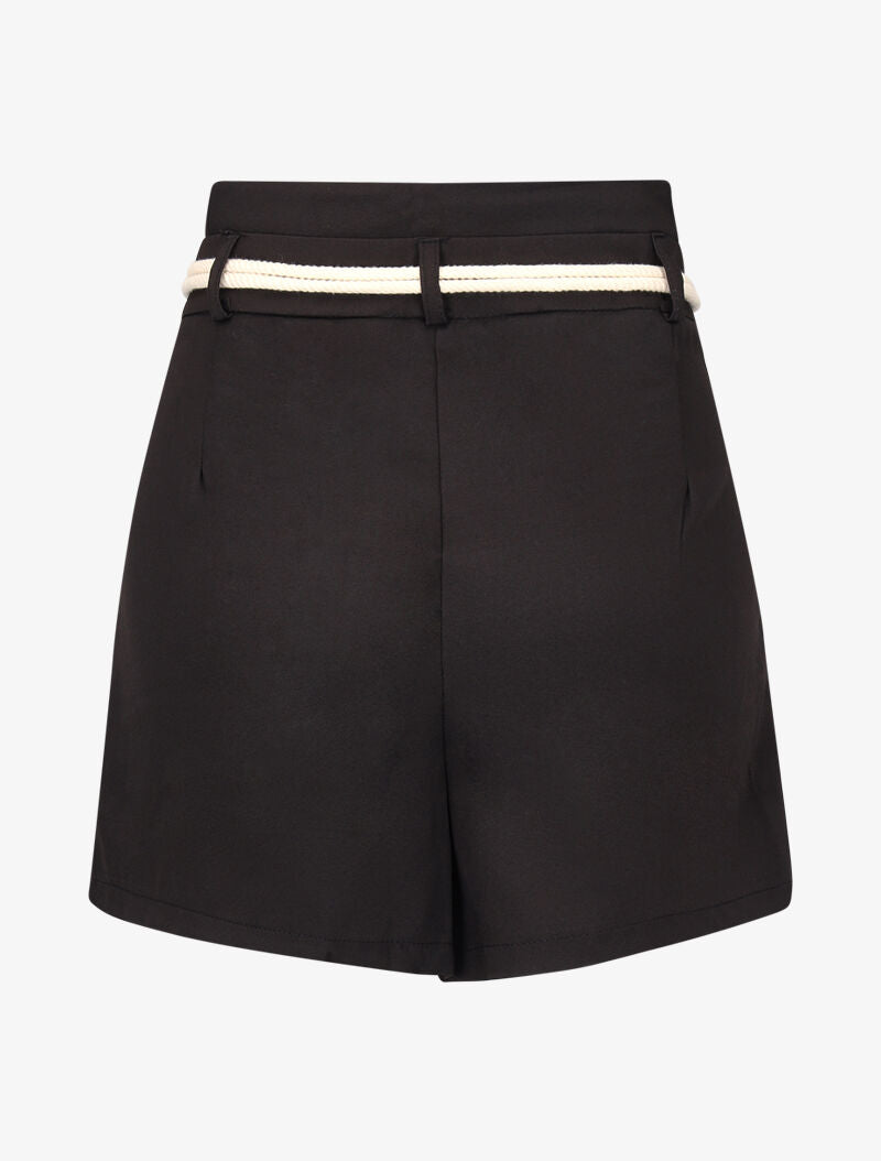 Short basique à taille haute paper bag - noir - 2