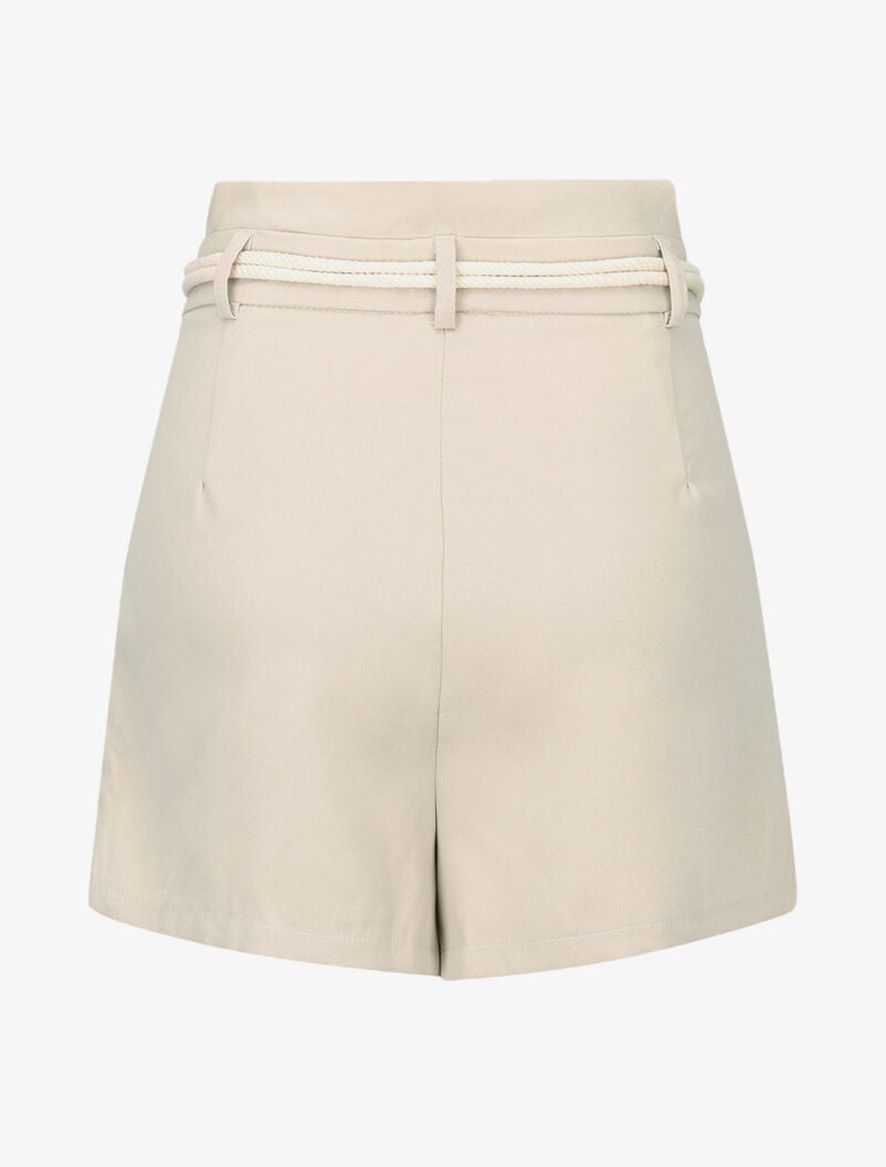 Short basique à taille haute paper bag - beige - 2