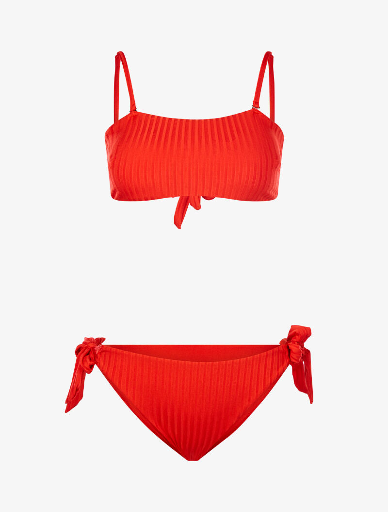 Bikini brassière côtelé - rouge - 1