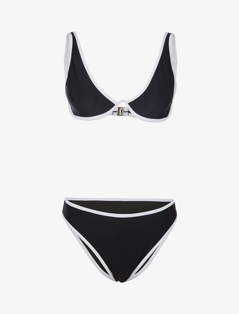 Bikini à liserés contrastants - noir - 1