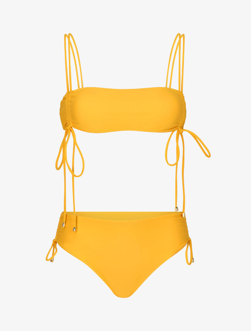 Bikini bandeau à liens - moutarde - 3