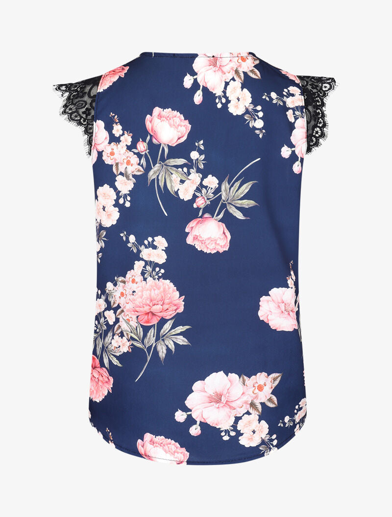 Blouse ample coupe carrée à imprimé fleuri - marine - 2