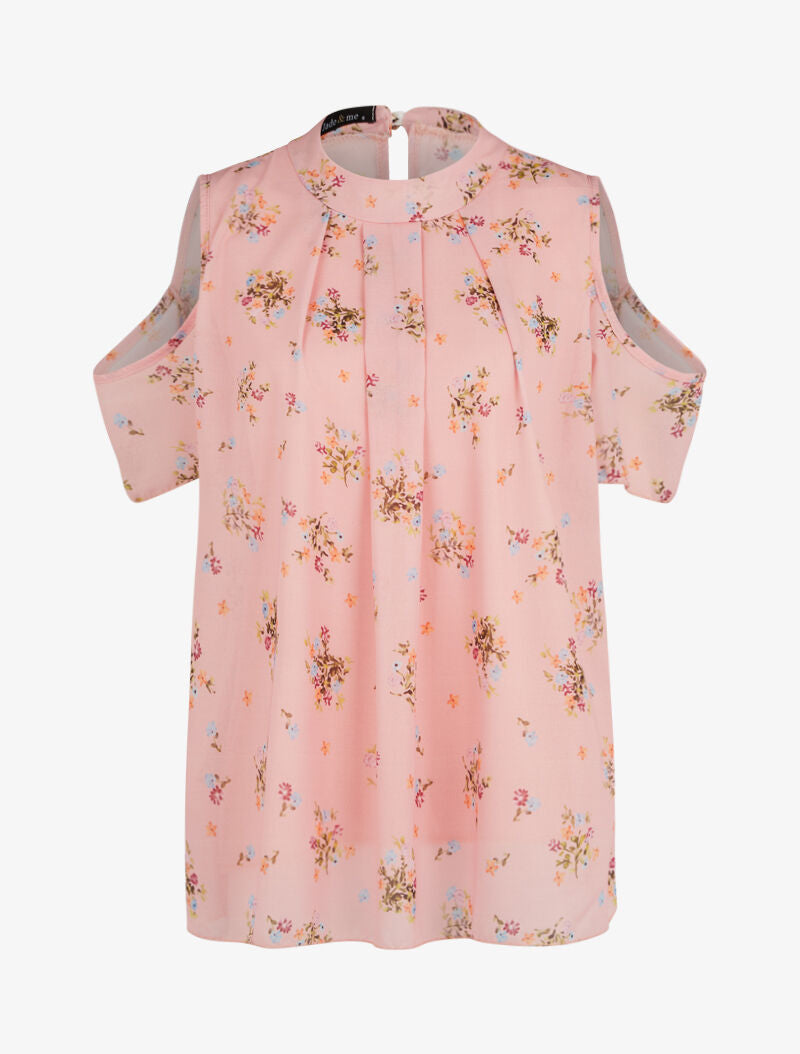 Blouse carrée oversize à découpes - rose - 2