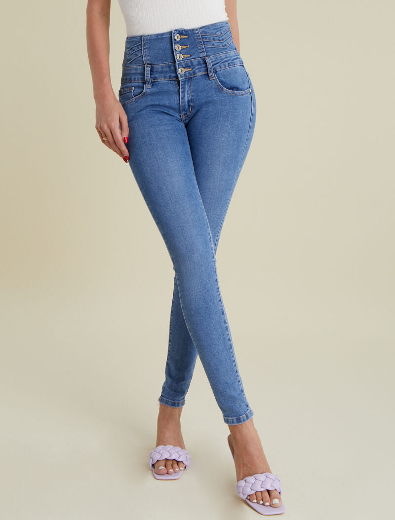 Jean à taille empire stylisée - bleu denim - 1