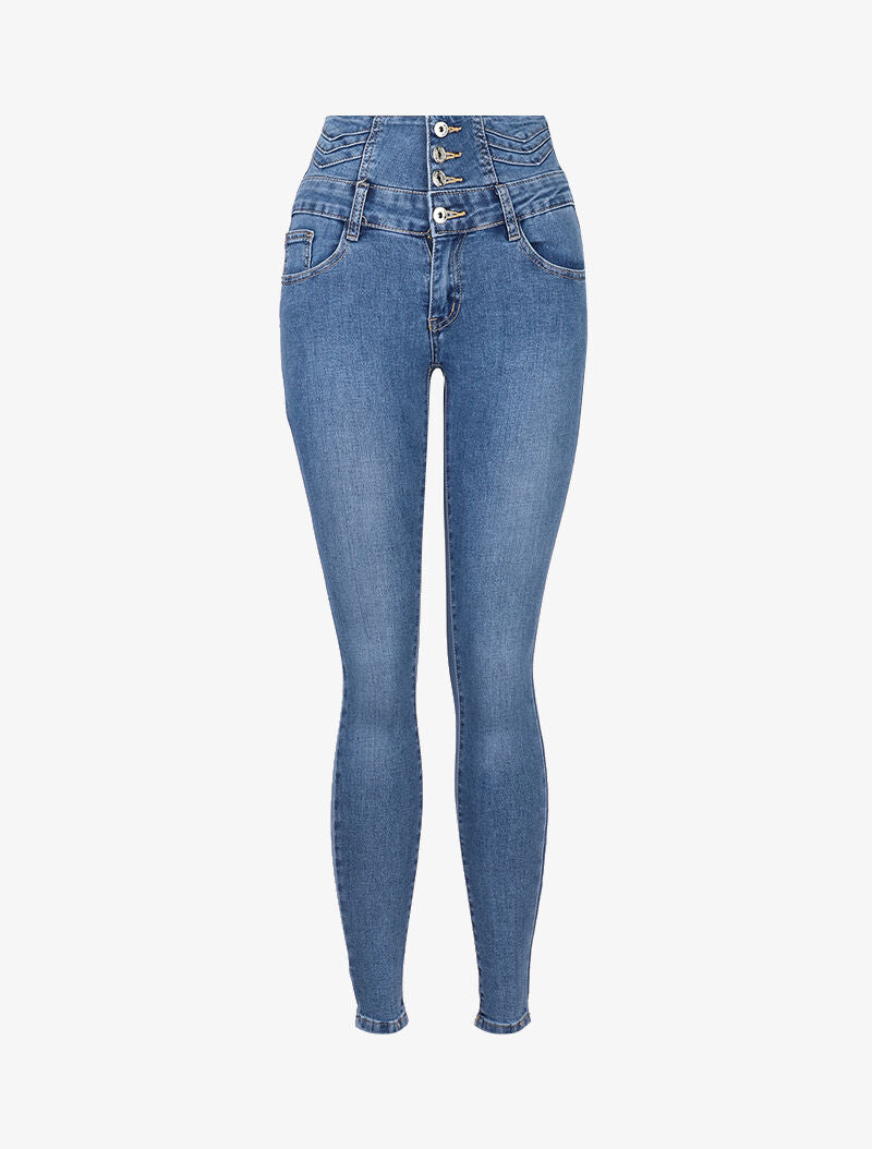 Jean à taille empire stylisée - bleu denim - 3