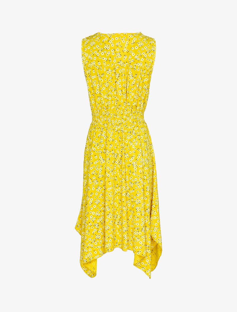 Robe fleurie à bas asymétrique - jaune - 3