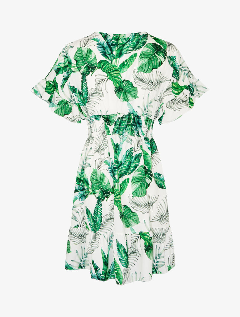 Robe imprimée à bords volantés - blanc - 3