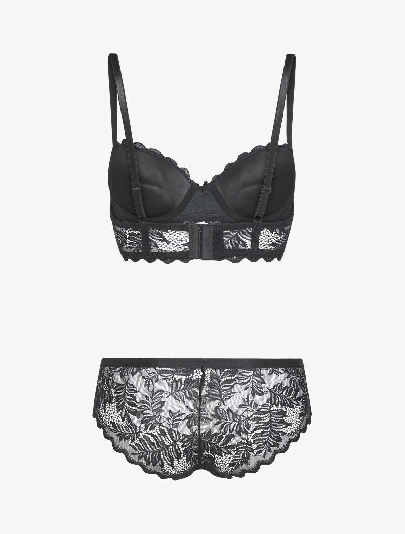 Ensemble en dentelle style feuillages - noir - 2
