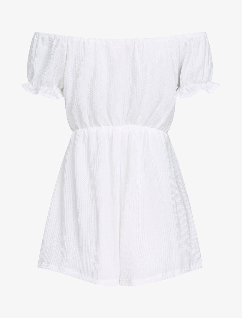 Combishort texturé à taille ajourée - ecru - 2