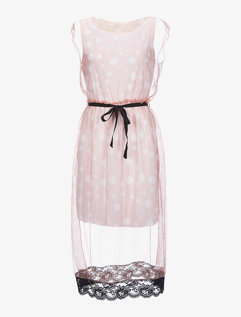 Robe voile avec doublure - rose - 1