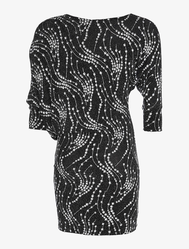 Robe pailletée asymétrique - noir - 2