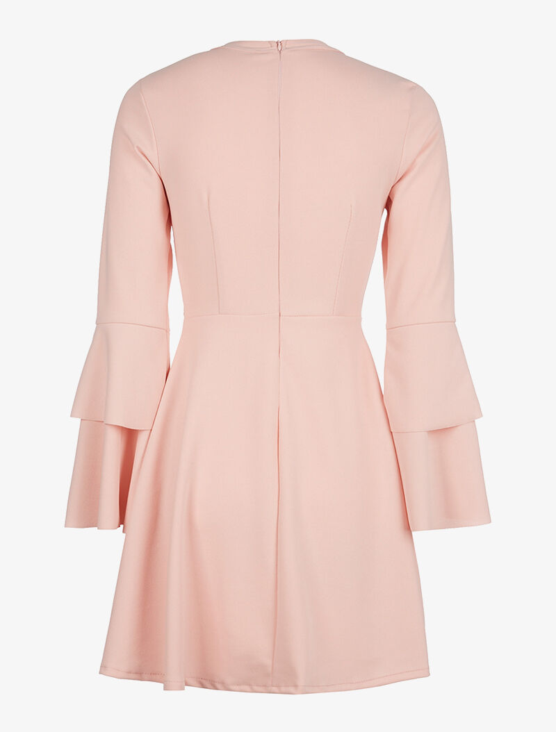 Robe volantée col perlé - rose - 2