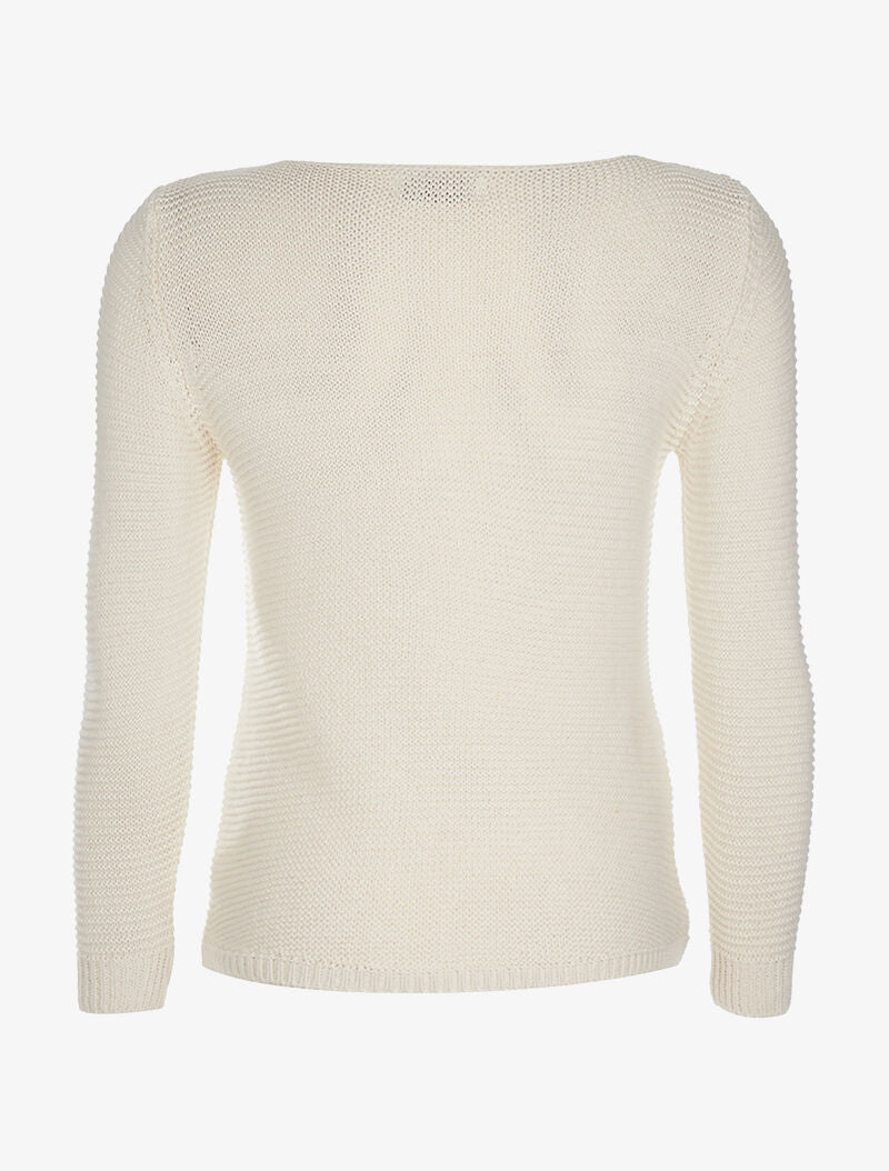 Pull avant à maille torsadée - ecru - 2
