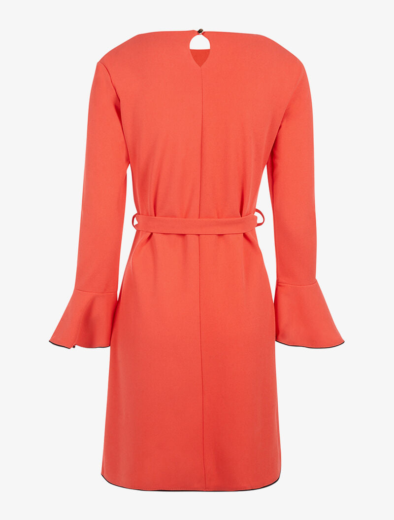 Robe fluide manches volantées - corail - 2