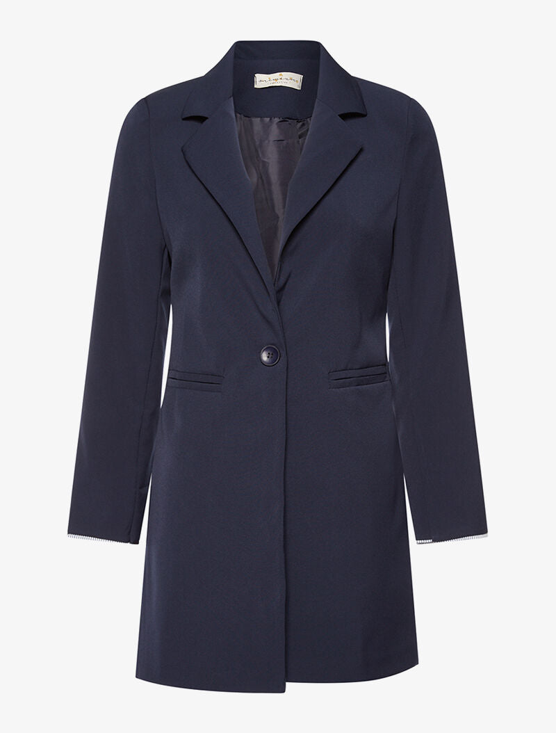 Blazer long 1 bouton - marine - 1