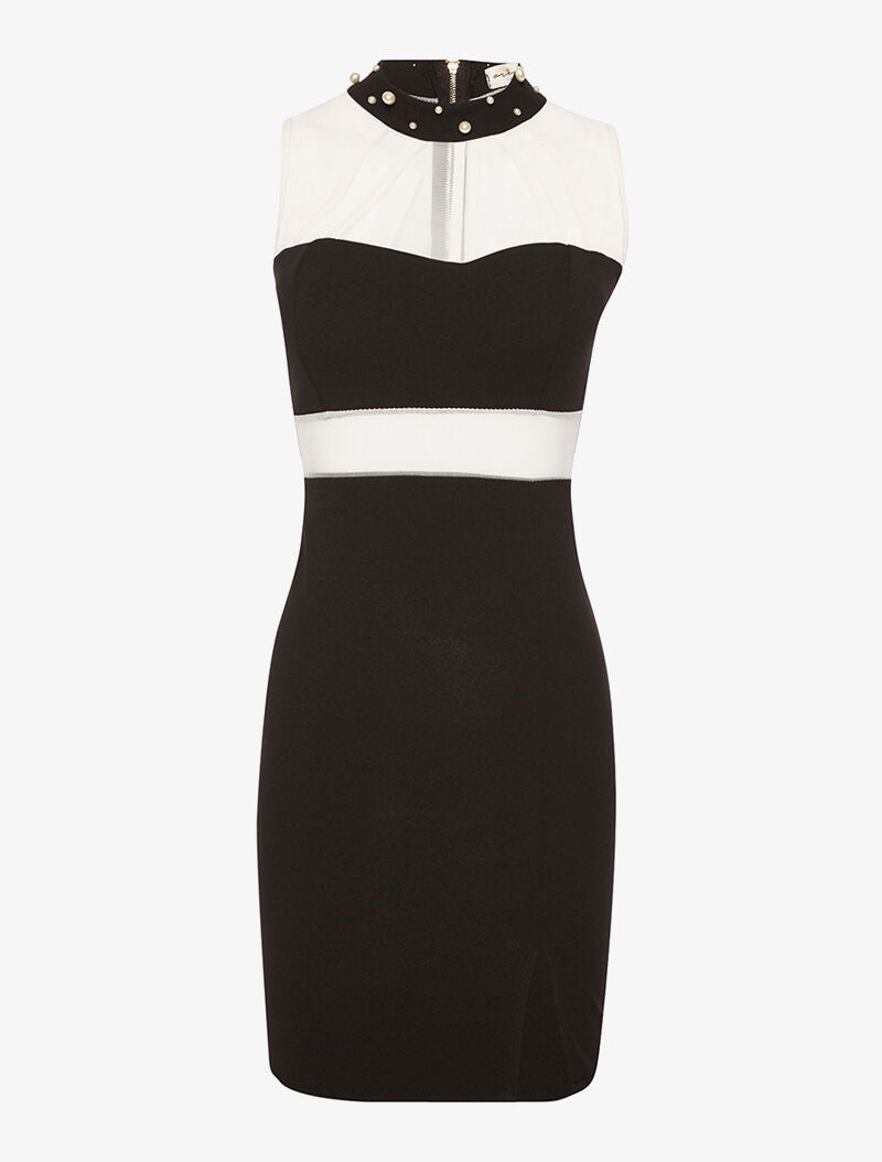 Robe transparence et perles - blanc et noir - 3