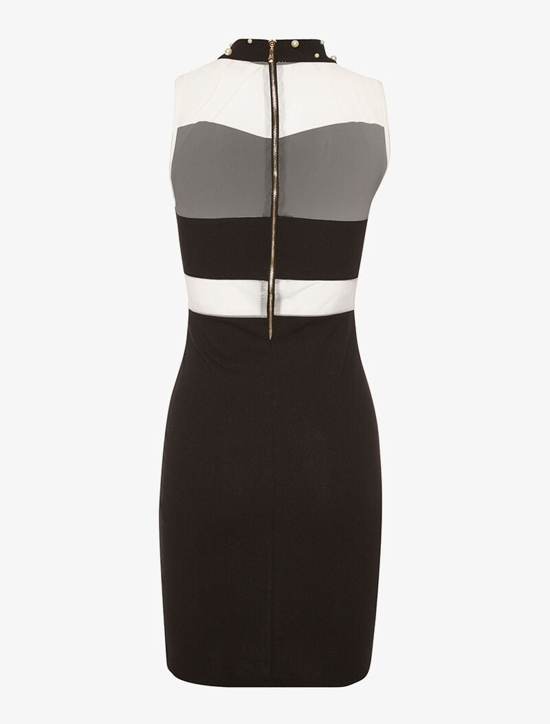Robe transparence et perles - blanc et noir - 2