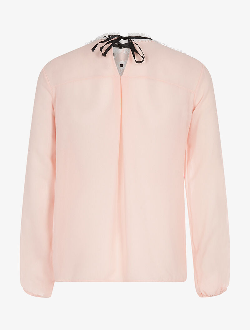 Blouse buste ajouré dentelle plissée - rose - 2