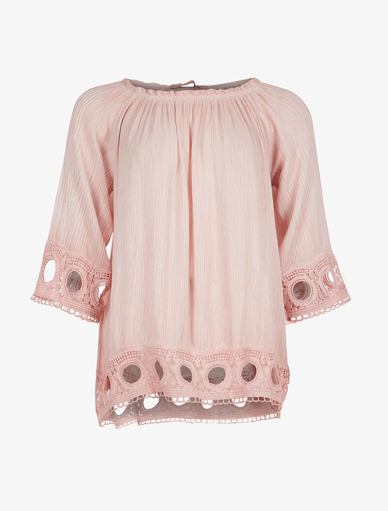 Blouse ample plis délavés - rose - 3