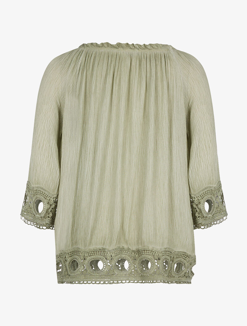 Blouse ample plis délavés - vert - 2