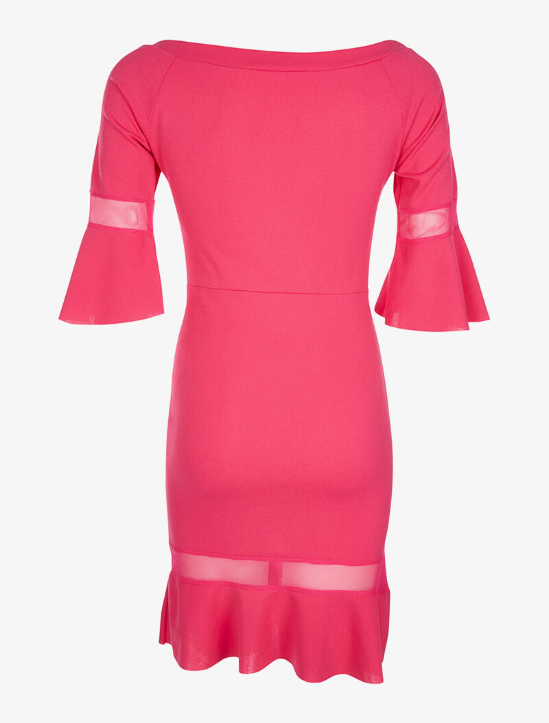 Robe manches à transparence - fushia - 2