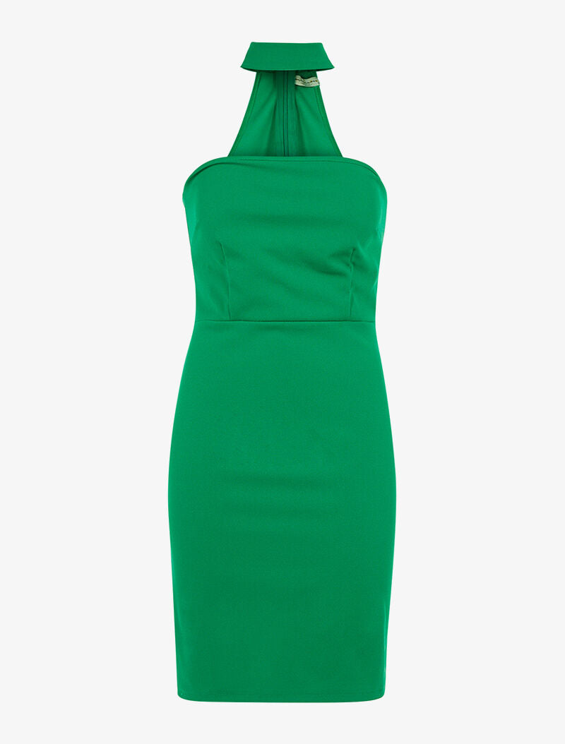 Robe bustier col chocker - vert - 1