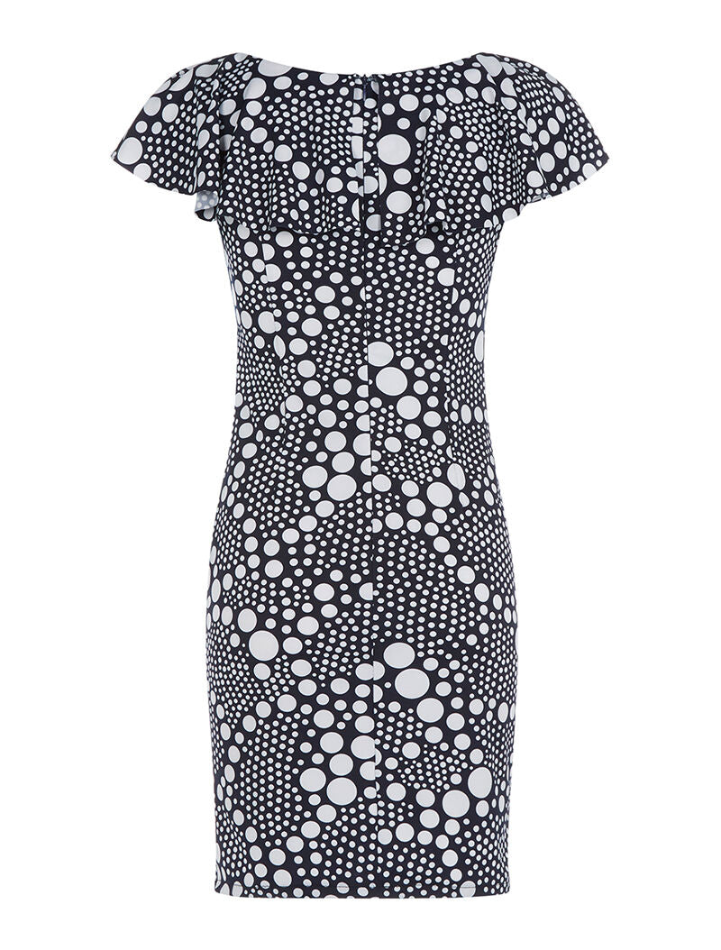 Robe à pois buste volanté - marine - 2