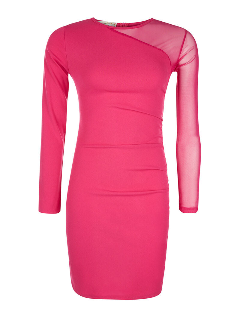 Robe à manche transparente - fushia - 1
