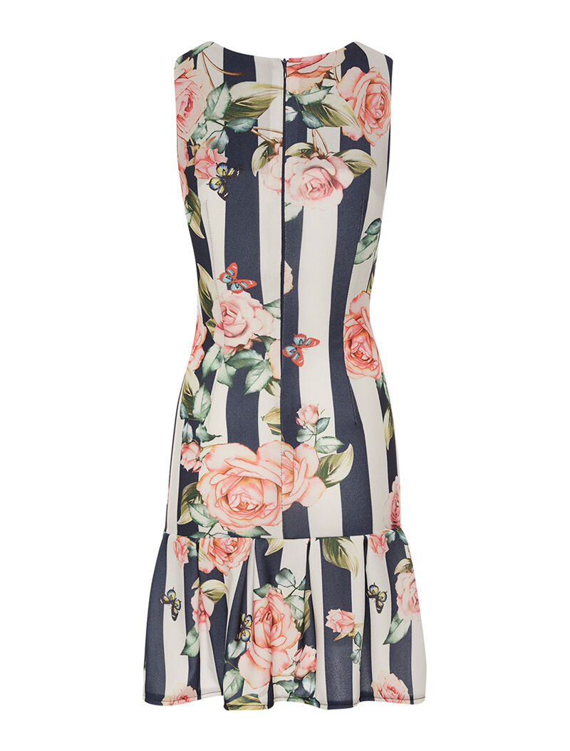 Robe imprimée bas volanté - marine - 5