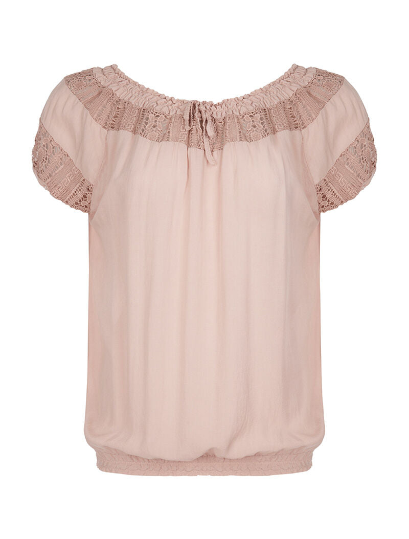 Top bordure dentelle - rose - 3
