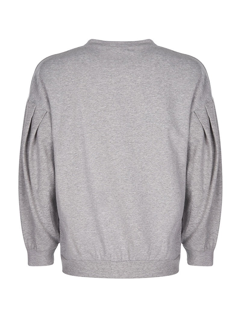 Sweat imprimé manches bouffantes - gris chiné - 2