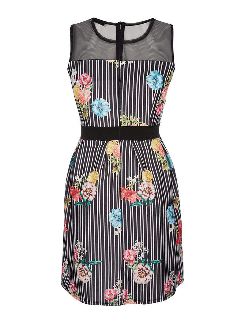 Robe imprimée à rayures - noir - 4