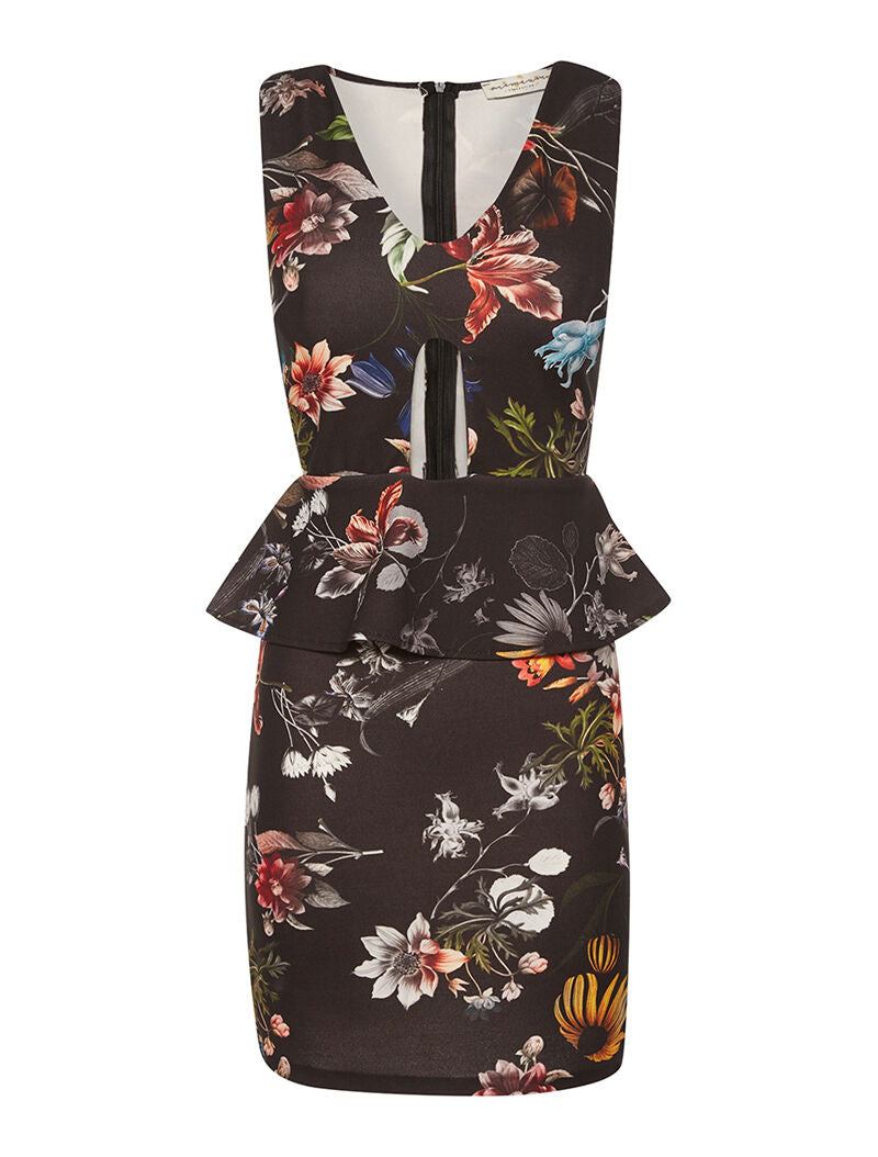 Robe fourreau ventre nu - noir - 1